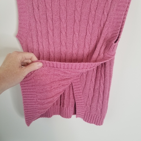 Anthropologie Current Air Pink Angeline Cable Knit Sleeveless Sweater Vest  S - Picture 10 of 10
